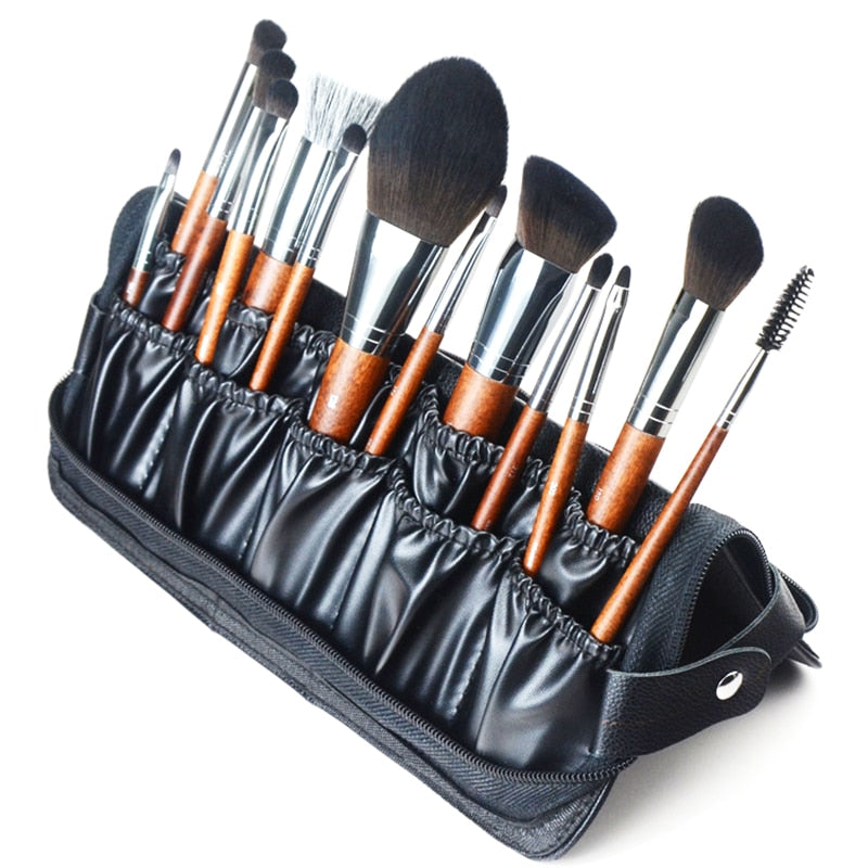 Makeup Brush Bag Organizer Leather