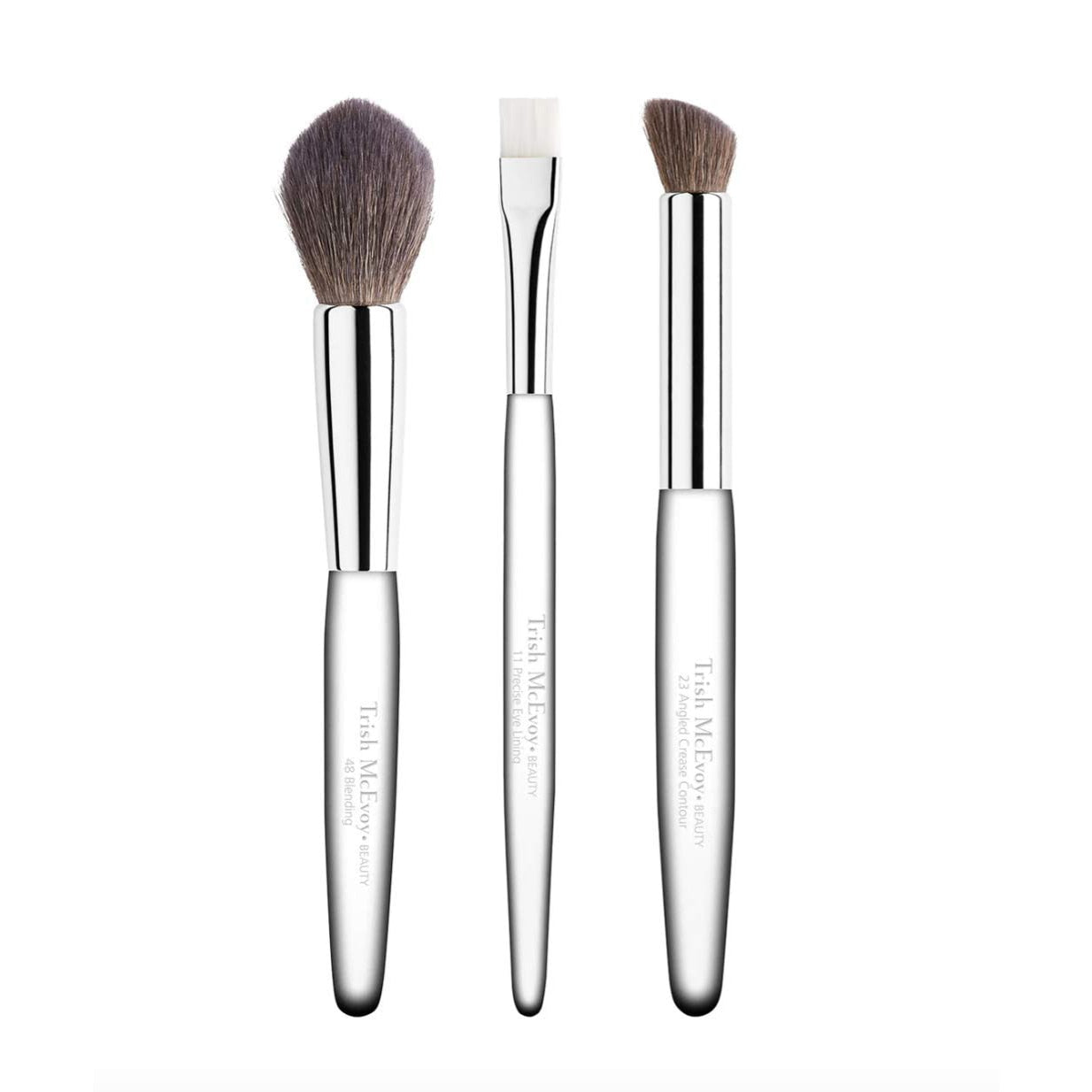 Makeup Brush TRIO Set 48 sculpt and blend / 23 angled crease contour / 11 precise Liner