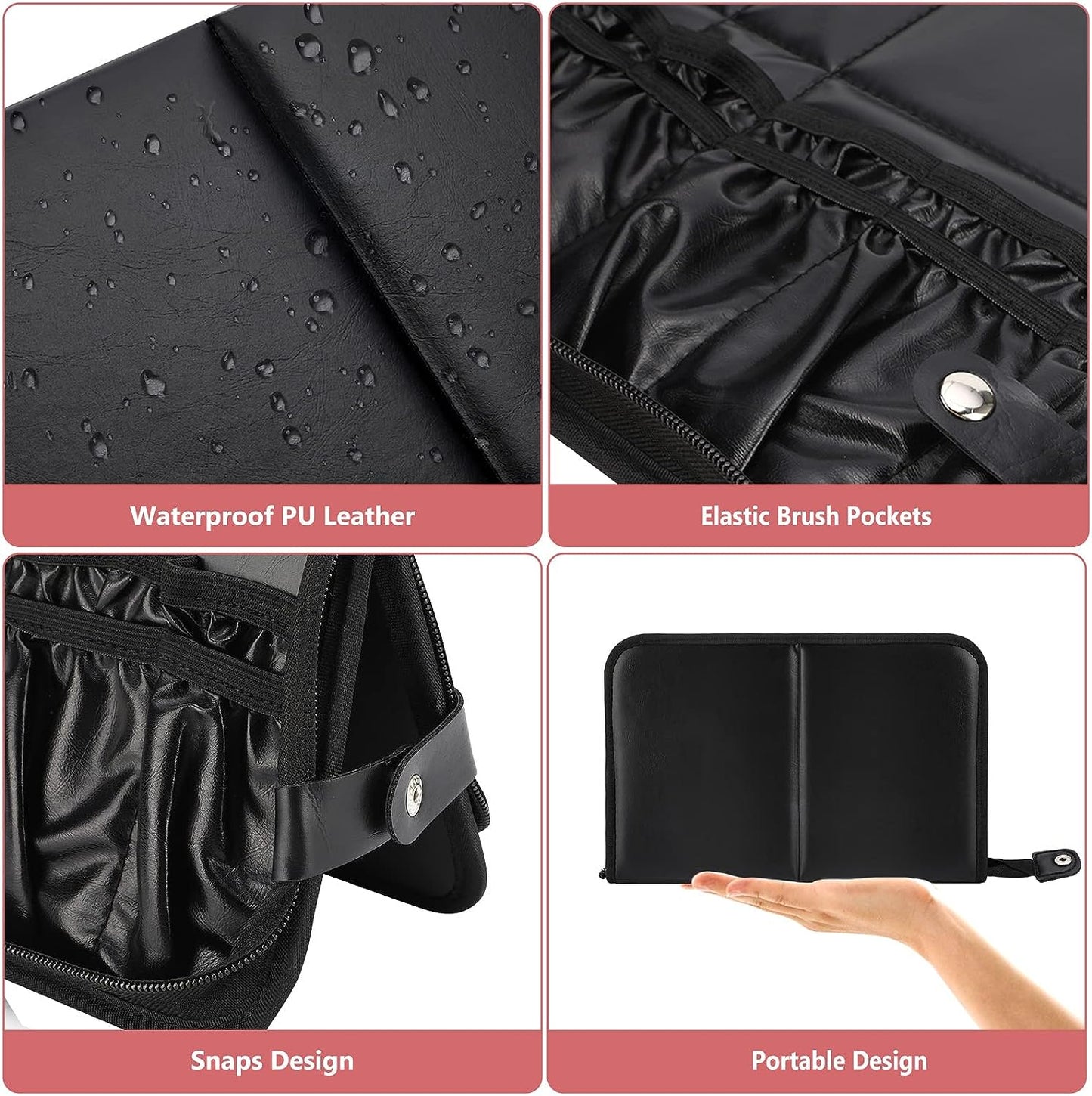 Makeup Brush Bag Organizer Leather