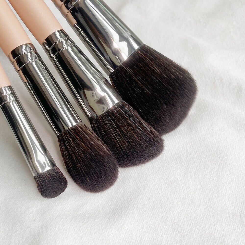 Pink Matte Wood handle 4Pcs Makeup brushes Set