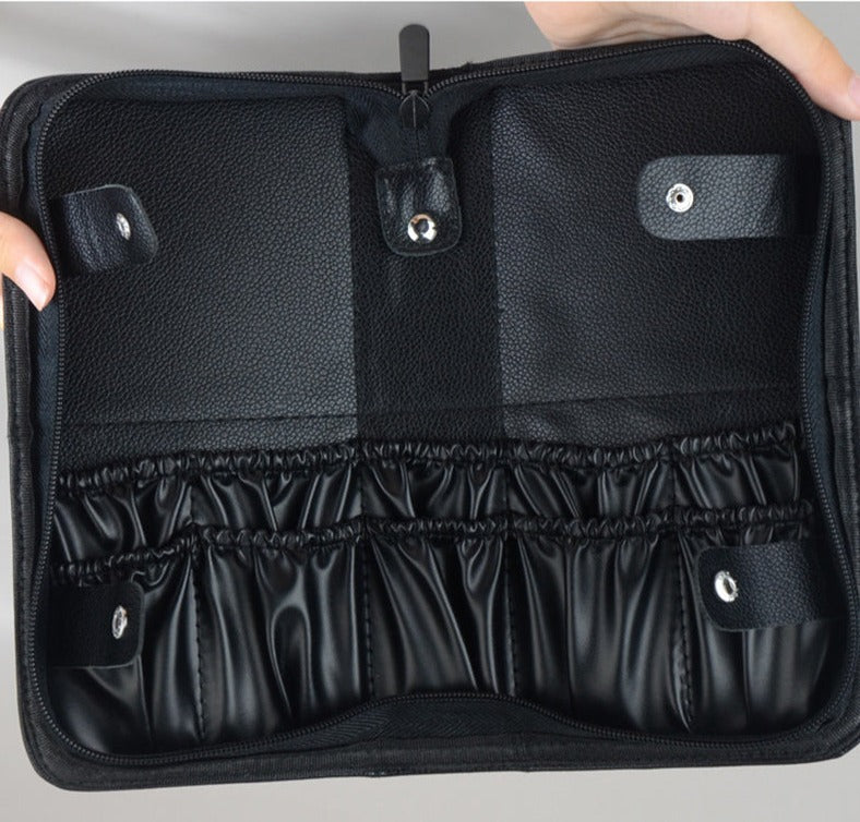 Makeup Brush Bag Organizer Leather