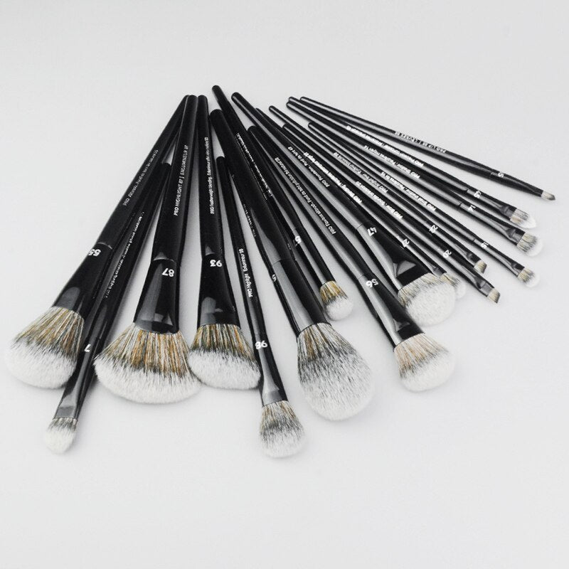 COMBO PRO BLACK MAKEUP BRUSHES SET 16u.