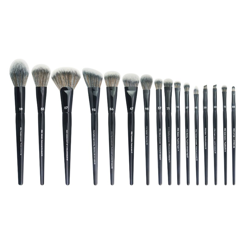 COMBO PRO BLACK MAKEUP BRUSHES SET 16u.