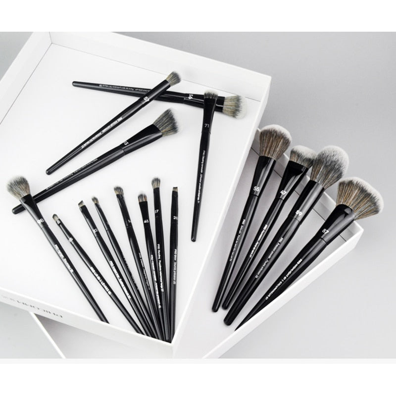 COMBO PRO BLACK MAKEUP BRUSHES SET 16u.